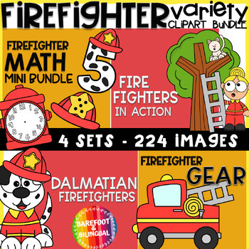 Preview of Firefighter Clipart Variety Bundle - Dalmatian Clipart, Math Mini Bundle & More!