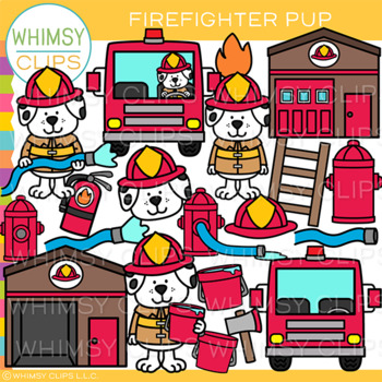 Preview of Firefighter Pup Clip Art - Fire Safety and Community Helper Clip Art