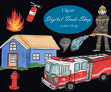 Firefighter clipart, fireman clipart, fire truck clipart, 