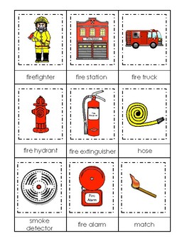 firefighter themed 3 part matching game printable preschool game