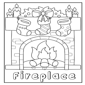 Fireplace with Stocking Coloring Page - Fireplace Coloring Sheet-Winter ...