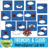 Firework and Cloud Prepositions Clip Art