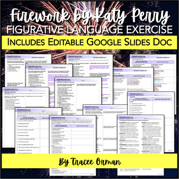 Preview of "Firework" by Katy Perry Poetry Terms Figurative Language Activities