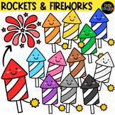 Fireworks and Rockets Clipart - Rainbow Matching Pairs