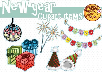 Preview of New years eve clipart, Happy New Year items, PNG file, Instant Download Part2