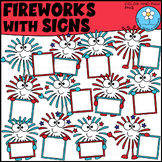 Fireworks with Signs Patriotic Clipart