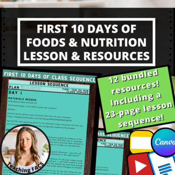 Preview of First 10 Days of Foods & Nutrition Lesson & Resources [FACS, FCS]