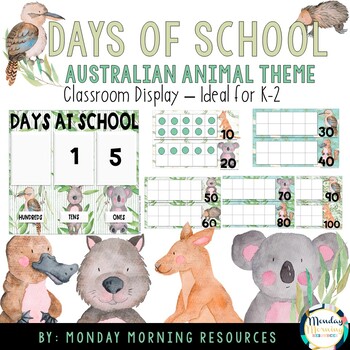 Preview of First 100 Days at School Display - Native Australian Animal Theme