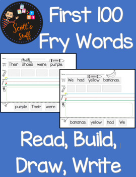 Preview of First 100 Fry Words Read Build Draw Write Sight Words Worksheets