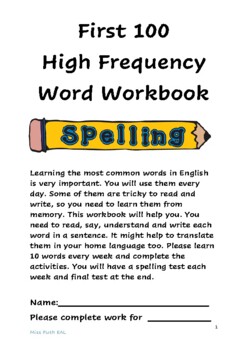 Preview of First 100 High Frequency Words Workbook (EAL students)