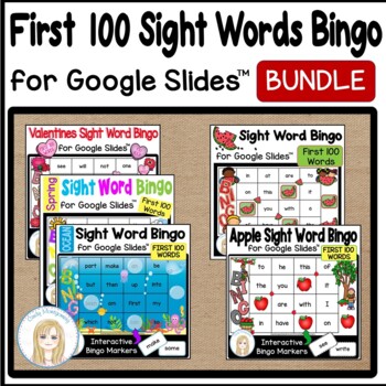 Preview of First 100 Sight Words Digital Bingo Game Bundle for Google Slides™