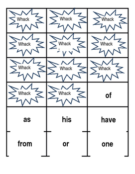Preview of First 100 Sight Words Whack Game