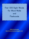 First 100 Sight Words for Flashcards and Word Walls