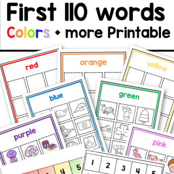 Preview of First 110 words - Toddler Busy Book and Color Matching Printable