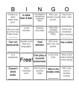 Preview of First 1st Day Week of Middle High School Math Bingo About Me Fun Activities