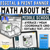 First 1st Day Week of School Math About Me Banner Activiti