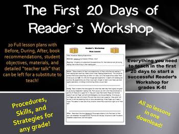 Preview of First 20 Days of Reader's Workshop/Reading Workshop Mini Lessons for Grades K-6