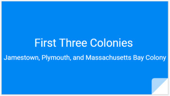 Preview of First 3 Colonies Unit: Jamestown, Plymouth, Massachusetts Bay (88 Slides + Test)