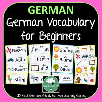 Preview of FIRST 30 WORDS IN GERMAN Learn German Vocabulary for Beginners Preschool Kindy