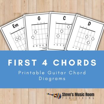 Preview of First 4 Chords Printable Chord Charts for Guitar