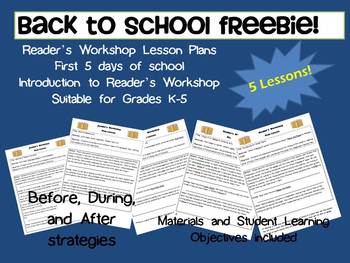 Preview of First 5 Days of Reader's Workshop Mini Lesson Plans