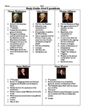 First 5 presidents, Study guide, fill in the blank and test
