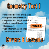 Geometry Assessment - Undefined Terms - Logic - Midpoint D