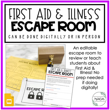Preview of First Aid & Illness Escape Room | Using Template 2 | Child Development | CTE