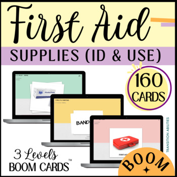 Preview of First Aid Items ID & How to Use  | BOOM CARDS Bundle Activity | SPED Life Skills