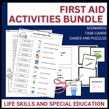 Preview of First Aid Worksheets and Activities Bundle for Life Skills and Transition