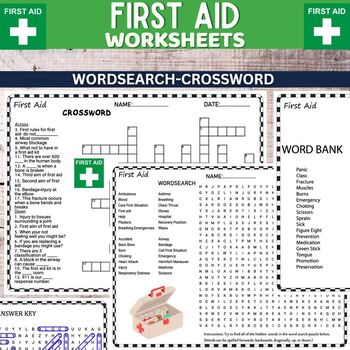 Preview of First Aid  Worksheets Word Search and Crosswords