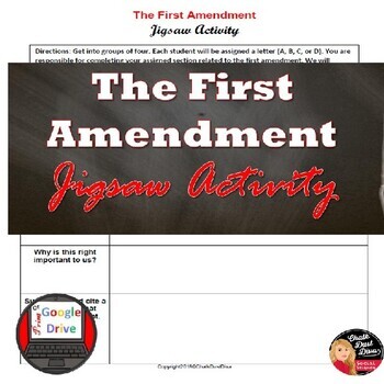 Preview of First Amendment | Group JIGSAW Activity | Print & Digital | Bill of Rights |9-12