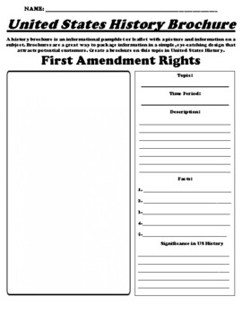 Preview of First Amendment Rights "US History Brochure" UDL Worksheet