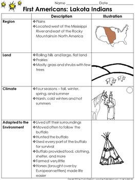 Preview of First Americans: Lakota Indians Study Guide Outline - Environment