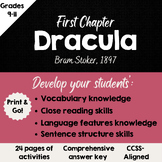 First Chapter Dracula: reading and language WORKSHEETS, Gr