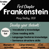 First Chapter FRANKENSTEIN Reading and Language WORKSHEETS