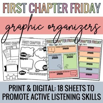 Preview of First Chapter Friday Graphic Organizers - Active Listening Sheets Print/Digital