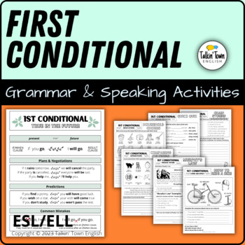 Preview of First Conditional Activity Pack Charts, Chain Stories, Superstitions, Chores ESL
