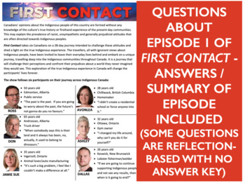 Preview of First Contact - Season 1 docu-series - Episode 1 questions - Indigenous