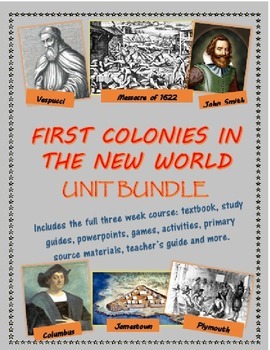 Preview of First Colonies in the New World unit bundle, including text