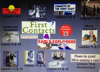 Preview of First Contacts and Australian Explorers (2 terms@1 lesson p/w, or 1 term@2 p/w)