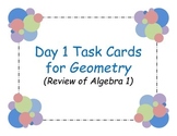 First Day Activity for Geometry (Review of Algebra 1)