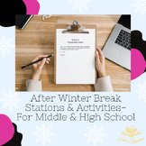 First Day Back From Winter Break Stations | New Year Activ