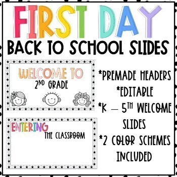 Preview of First Day Back To School Slides EDITABLE