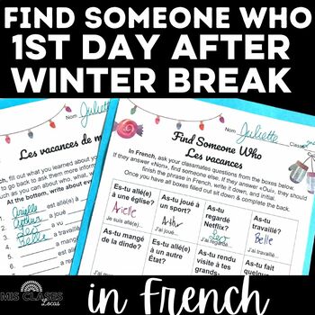 Preview of FRENCH Christmas Activities Post Winter Break French weekend chat passé composé