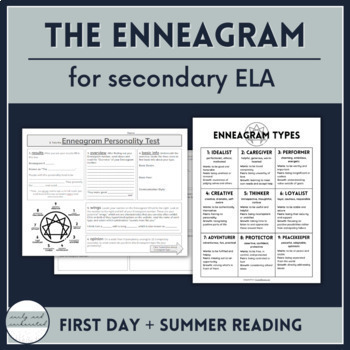 Preview of First Day Enneagram Personality Test & ELA Summer Reading Activity 