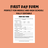 First Day Form for Middle/High School