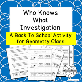 Preview of First Day Geometry Activity - Back To School Who Knows What Investigation