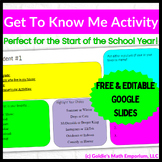 First Day Get to Know Me Activity - FREE