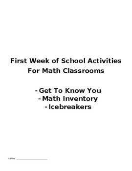 Preview of First Day Icebreakers and Get To Know You (Math Classroom Focus)